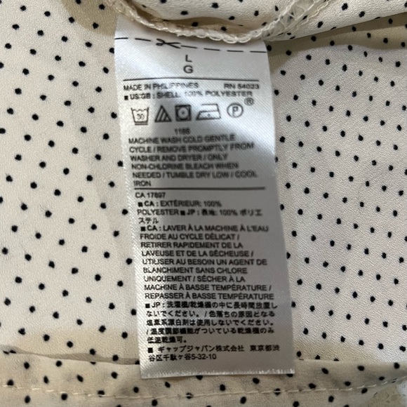 Banana Republic Sleeveless Black and Cream Pockadot Blouse Ladies L Large - Picture 7 of 7